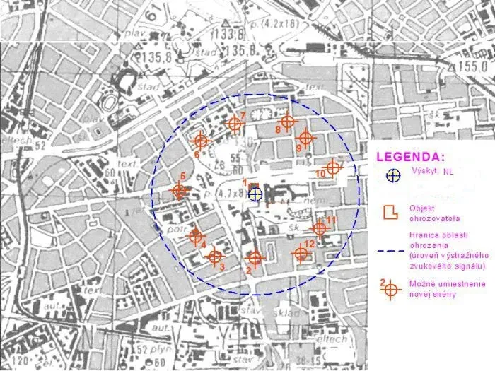 Mapa pokrytia výstražným akustickým signálom